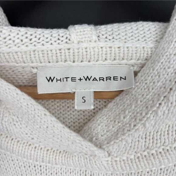 White + Warren Women's Knit Hooded Bell Sleeve Sweater S Off White Boho Coastal - Picture 3 of 7